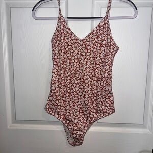 Orange and White Fitted Sleeveless Bodysuit